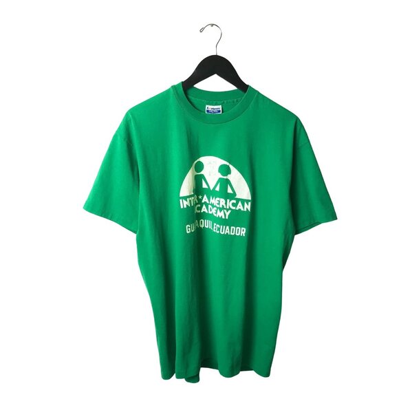 American Vintage Shirts Vintage Interamerican Academy L Green Hanes